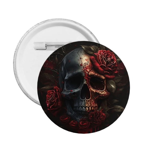 Blood Skull Roses Round Button Pin Badge 5PCS Pinback Buttons Lapel Pin for Jacket, Backpack, Hat, Party Favor, Gift