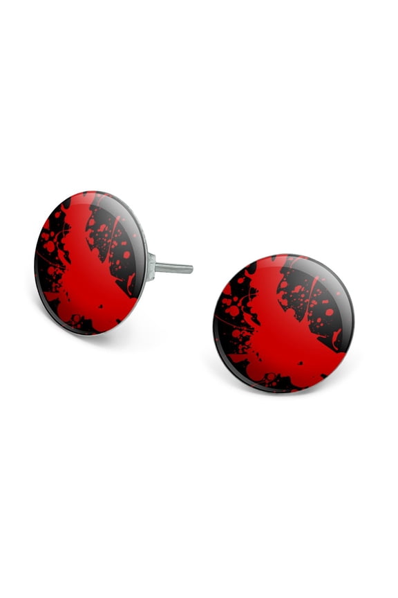 Blood Splatter Classic Horror Movie Halloween Novelty Silver Plated Stud Earrings