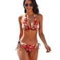 thumbnail image 1 of Blood Splatter Graphic Women's Bikini V Neck Swimsuit Set 2 Piece Over Size Bathing Suit Side Triangle Bathing Suit, 1 of 9