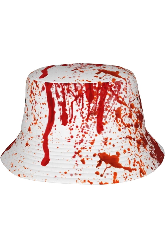 Blood Splatter Horror Bucket Hats Fashion Sun Cap Packable Outdoor Fisherman Hat for Women and Men Black