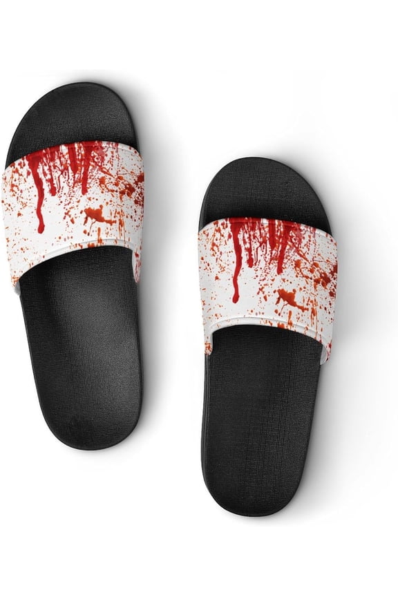 Blood Splatter Horror Womens Slide Sandals Non Slip Summer House Slippers for Girls Slip-on Flip Flops