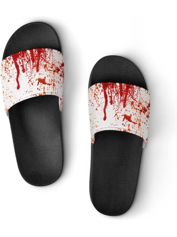 Blood Splatter Horror Womens Slide Sandals Non Slip Summer House Slippers for Girls Slip-on Flip Flops