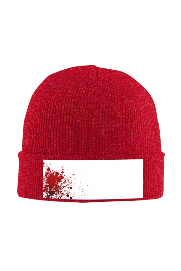 Blood-Splatter-Pattern Beanie Hat Men Women Warm Printed Cap Knit Beanies Hats Outdoor Winter Red