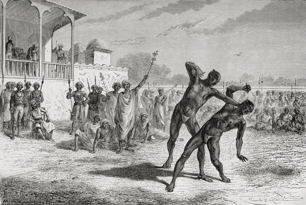 Blood Sport In Baroda India In The 19Th Century From El Mundo En La Mano Published 1878 Canvas Art - Ken Welsh Design Pics (34 x 24)