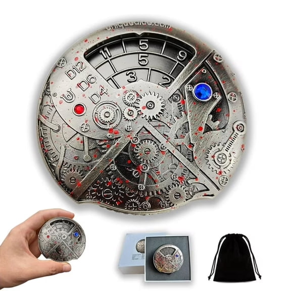 Blood Stained Roulette Metal Spinner Dice Set — DND Polyhedral Dice for Tabletop RPG