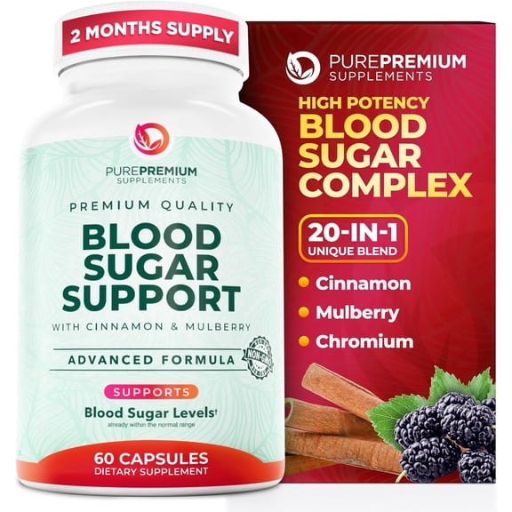 Blood Sugar Support by PurePremium Supplements Advanced Formula 60 Capsules