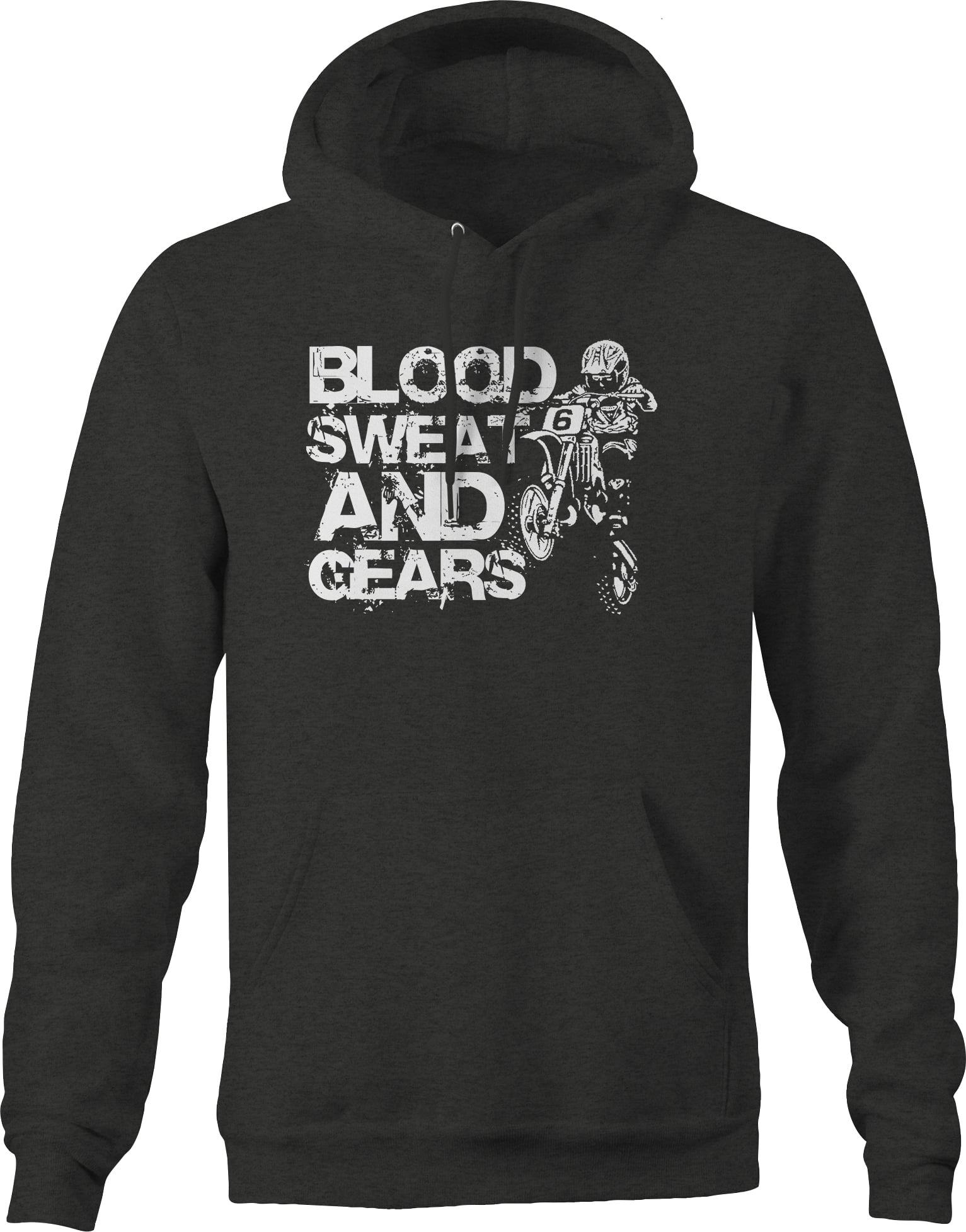Blood Sweat And Gears Moto Dirt Bike Pullover Hoodie Medium Dark Grey