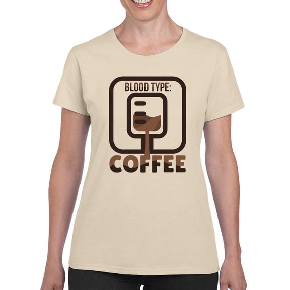 Blood Type: Coffee. T-Shirt Women -Smartprints Designs, Female XX-Large