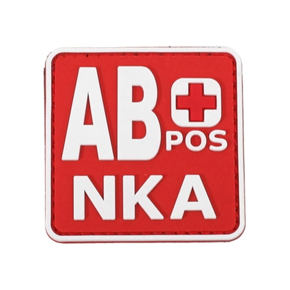 Blood Type POS NKA Medical PVC Patch, 3D Rubber, Noctilucent