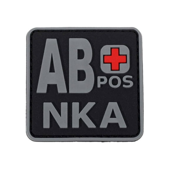 Blood Type POS NKA Medical PVC Patch, 3D Rubber, Noctilucent