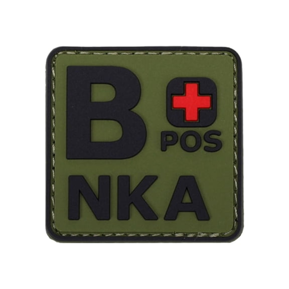 Blood Type POS NKA Medical PVC Patch, 3D Rubber, Noctilucent