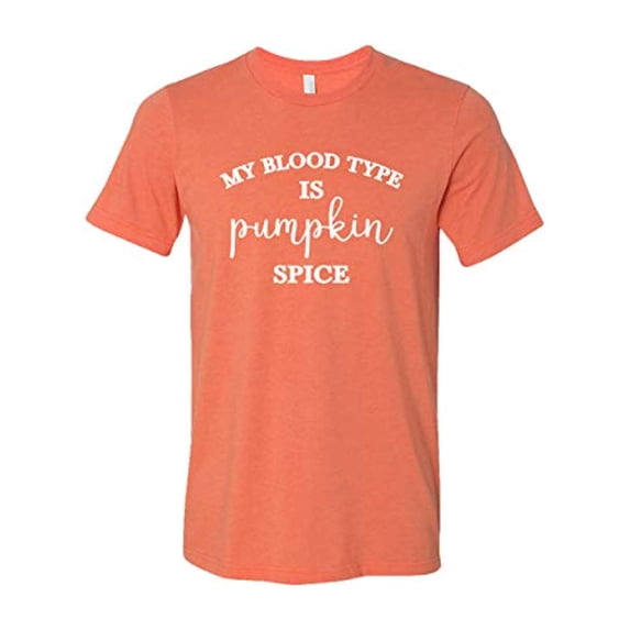Blood Type Pumpkin Spice Adult Unisex Short Sleeve T-Shirt-Heather Orange-XXL