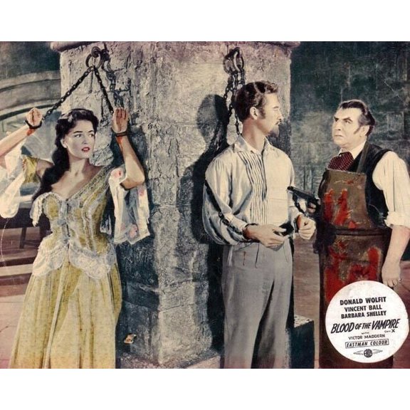 Blood of the Vampire Barbara Shelley Vincent Ball chained to pillar 8x10 photo
