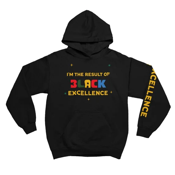 BloodLine StreetWear "Black Excellence, Hoodie" Long Sleeve Hoodie Sweatshirt - Unisex Hoodie - Soft, Warm, and Comfortable - Perfect for Casual Wear and Layering