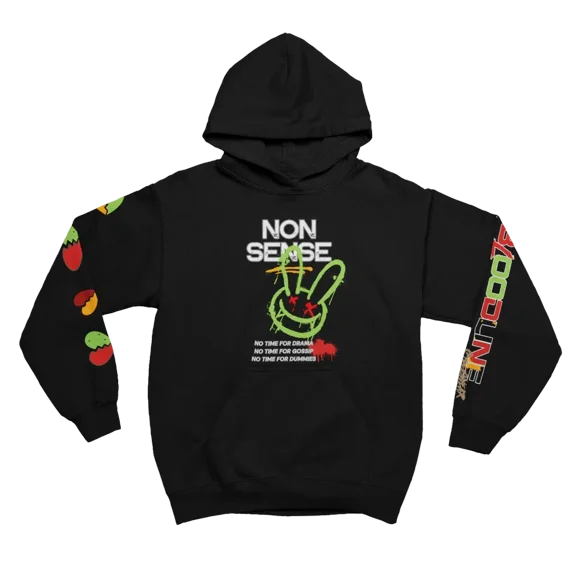BloodLine StreetWear "NON SENSE" Long Sleeve Hoodie Sweatshirt - Unisex Hoodie - Soft, Warm, and Comfortable - Perfect for Casual Wear and Cooler Weather