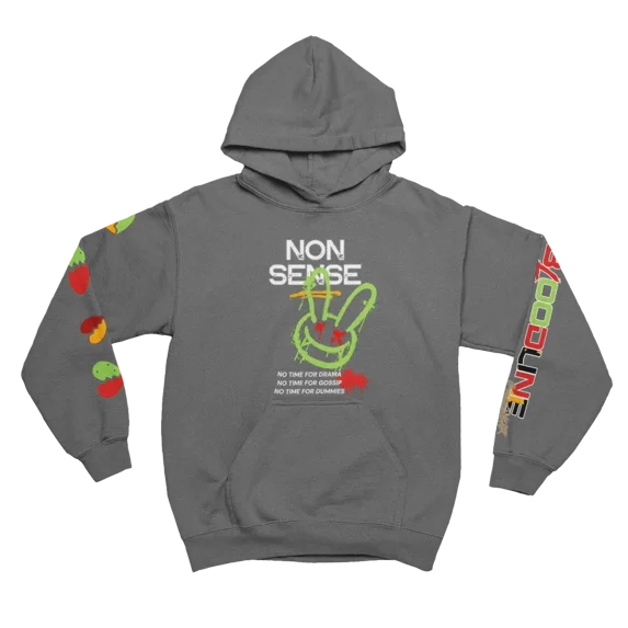 BloodLine StreetWear "NON SENSE" Long Sleeve Hoodie Sweatshirt - Unisex Hoodie - Soft, Warm, and Comfortable - Perfect for Casual Wear and Cooler Weather
