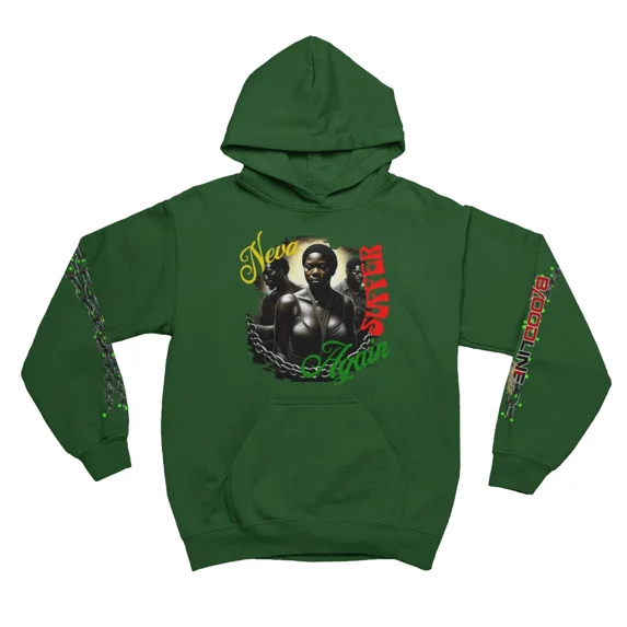 BloodLine StreetWear "Neva Suffer Again Hoodie" Long Sleeve Hoodie Sweatshirt - Unisex Hoodie - Soft, Warm, and Comfortable - Perfect for Casual Wear and Layering