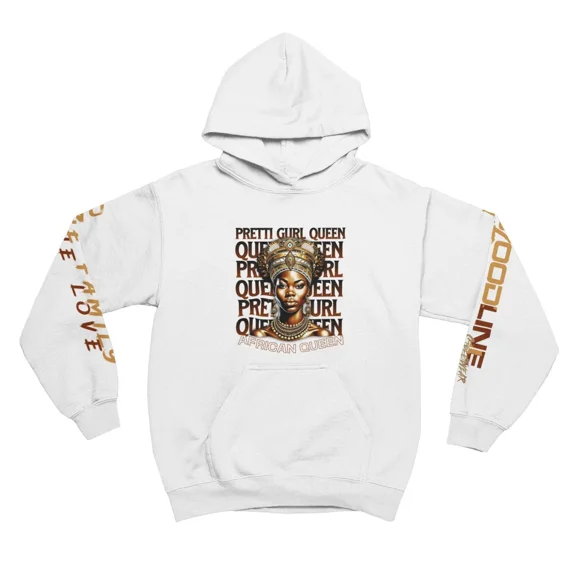 BloodLine StreetWear "Pretti Gurl Queen 2.0 Hoodie" Long Sleeve Hoodie Sweatshirt - Unisex Hoodie - Soft, Warm, and Comfortable - Perfect for Casual Wear and Layering