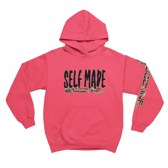 BloodLine StreetWear "Self Made" Long Sleeve Hoodie Sweatshirt - Unisex Hoodie - Soft, Warm, and Comfortable - Perfect for Casual Wear and Cooler Weather
