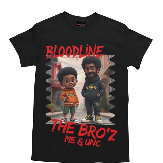 BloodLine StreetWear 'The Bro'z Me and Unc, Tee' Unisex Short Sleeve Cotton T-Shirt - Soft, Durable, Pre-Shrunk Casual Wear for Everyday Comfort
