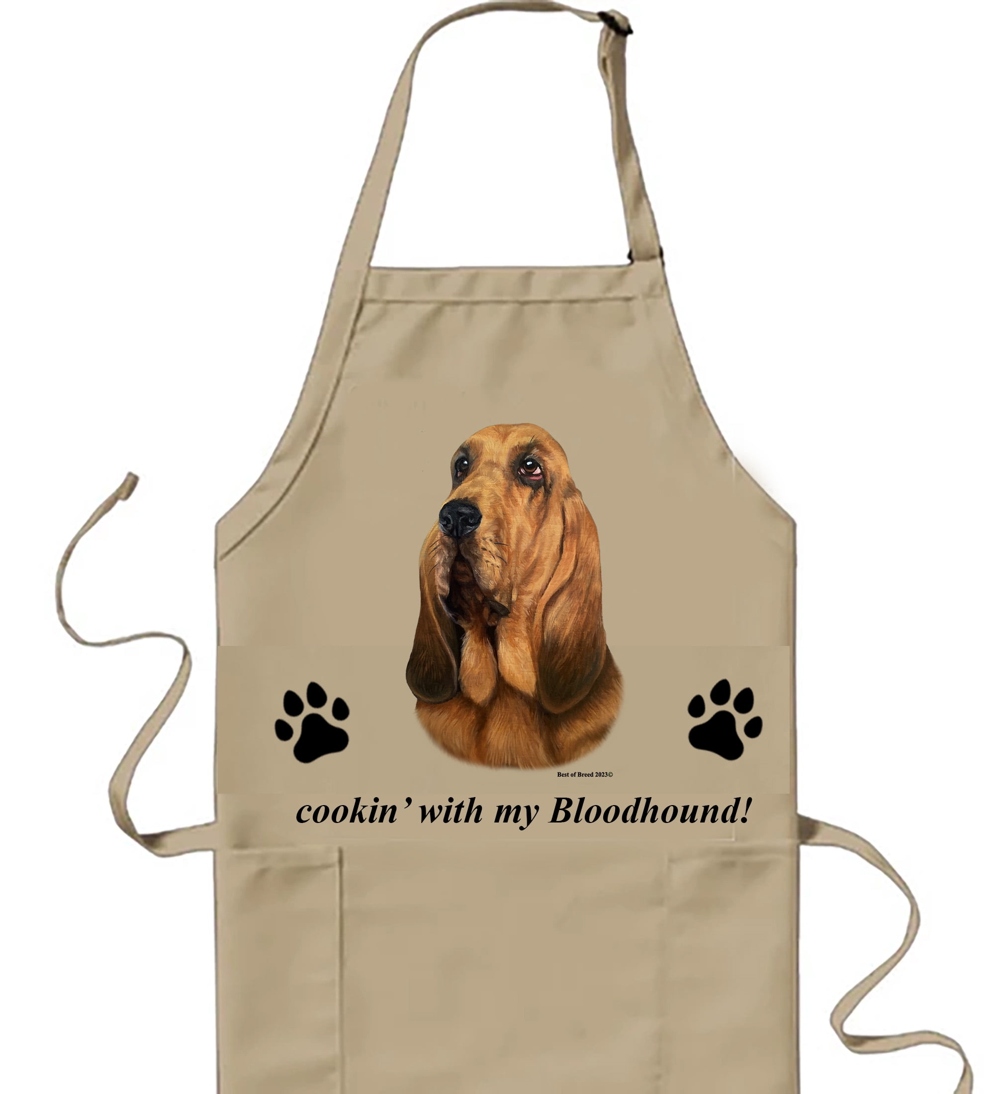 Bloodhound - Best of Breed Cookin' Aprons Full Length Bib Apron with Adjustable Neck with Pockets Size  32"L x 30"W