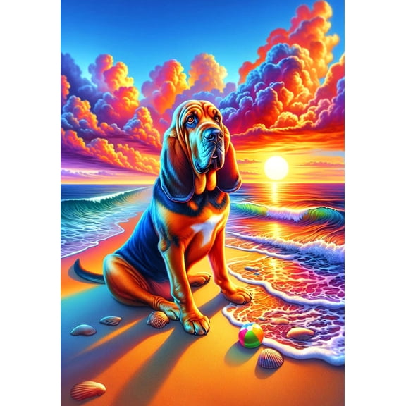 Bloodhound - Best of Breed DCR Summer Sunset Outdoor Garden Flag 12" x 17"