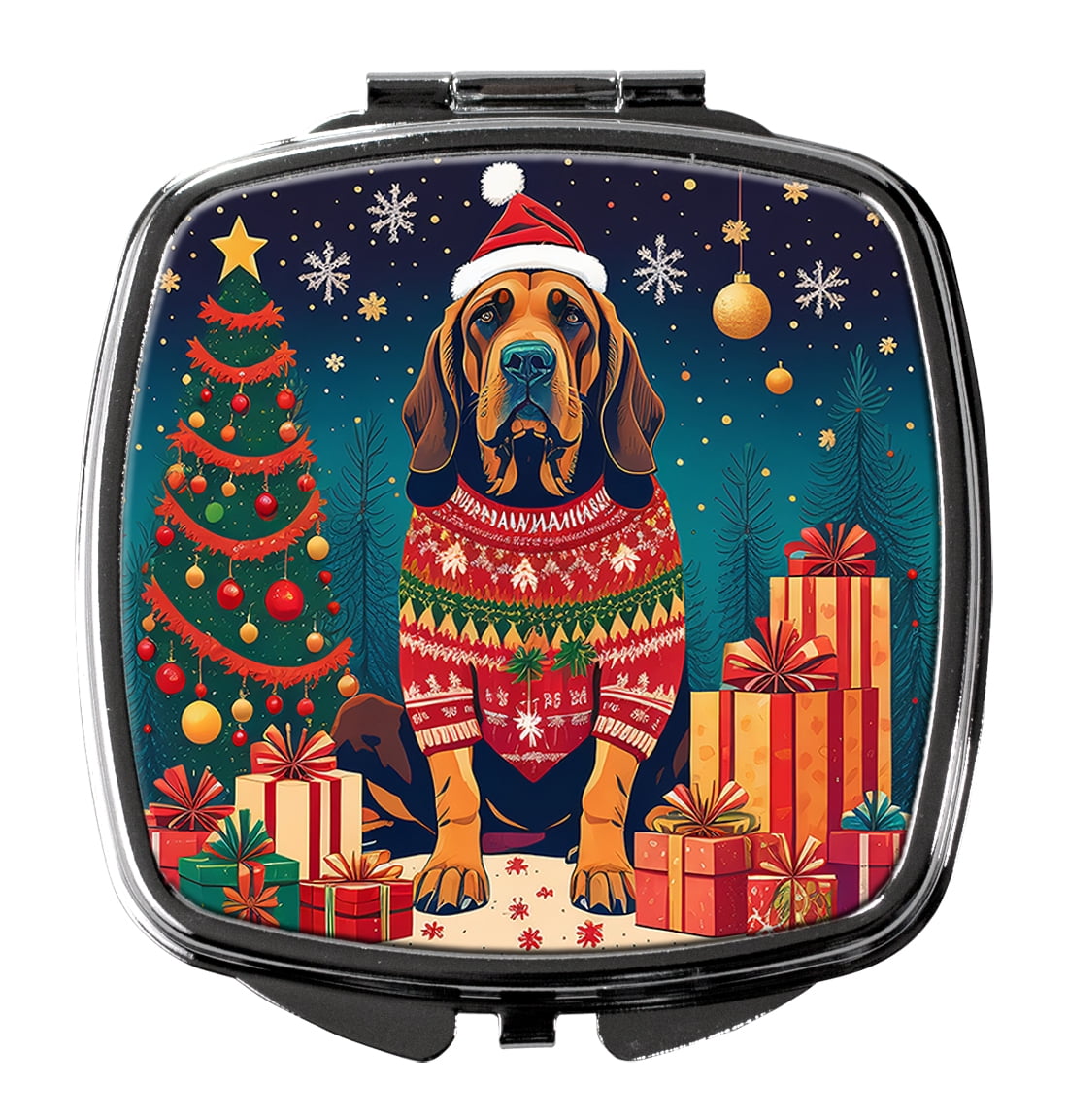 Bloodhound Christmas Compact Mirror 2.75 in x 3 in