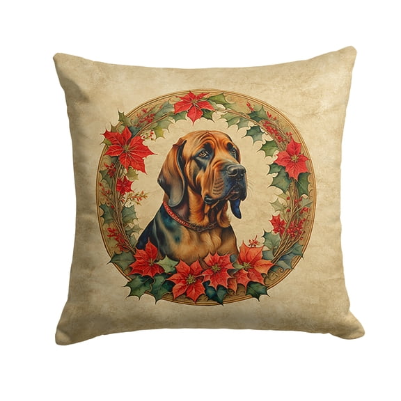 Bloodhound Christmas Flowers Throw Pillow 14 in x 14 in