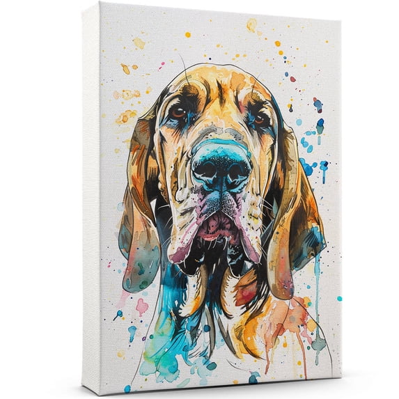 Bloodhound Dog Canvas Wall Art Prints,Watercolor Dog Art Canvas Painting Poster,Pet Canvas Painting Puppy Artwork 8x12 inches