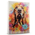 thumbnail image 1 of Bloodhound Dog Flower Canvas Painting Colorfull Canvas Art Prints Bathroom Artwork for Wall Living Room Bedroom Bathroom Wall Art Framed Art Wall Decor 1 inch, 1 of 5