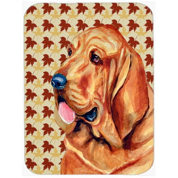 Bloodhound Fall Leaves Portrait Glass Cutting Board- Large