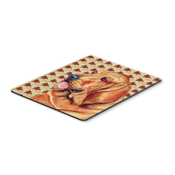 "Bloodhound Fall Leaves Portrait Mouse Pad Hot Pad or Trivet"