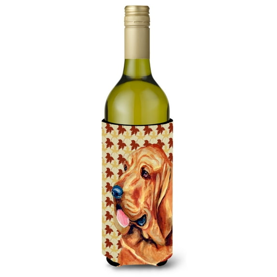 Bloodhound Fall Leaves Portrait Wine Bottle Hugger
