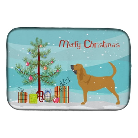 Bloodhound Merry Christmas Tree Dish Drying Mat