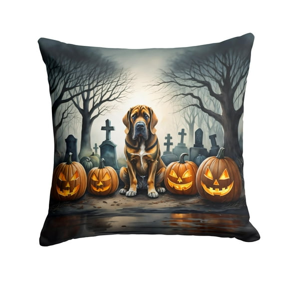 Bloodhound Spooky Halloween Fabric Decorative Pillow 14 in x 14 in