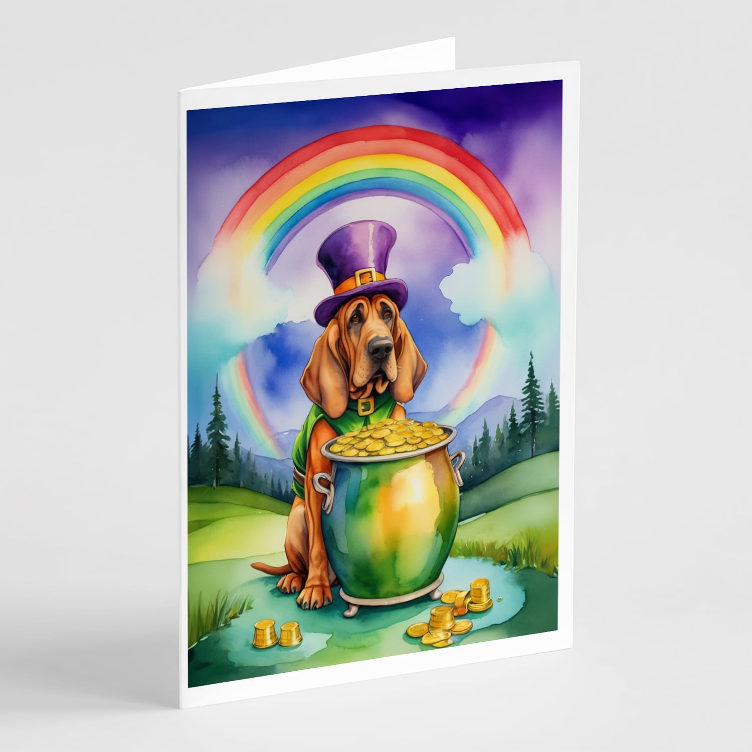Bloodhound St Patrick's Day Greeting Cards Pack of 8 7 in x 5 in