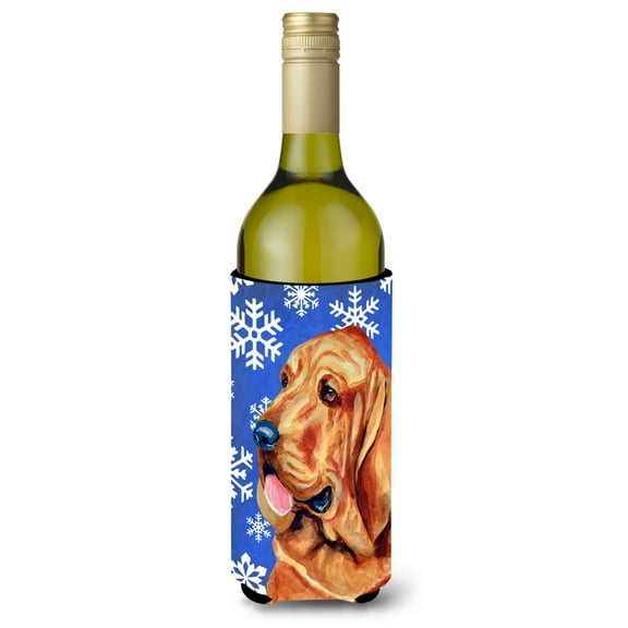 Bloodhound Winter Snowflakes Holiday Wine Bottle Hugger