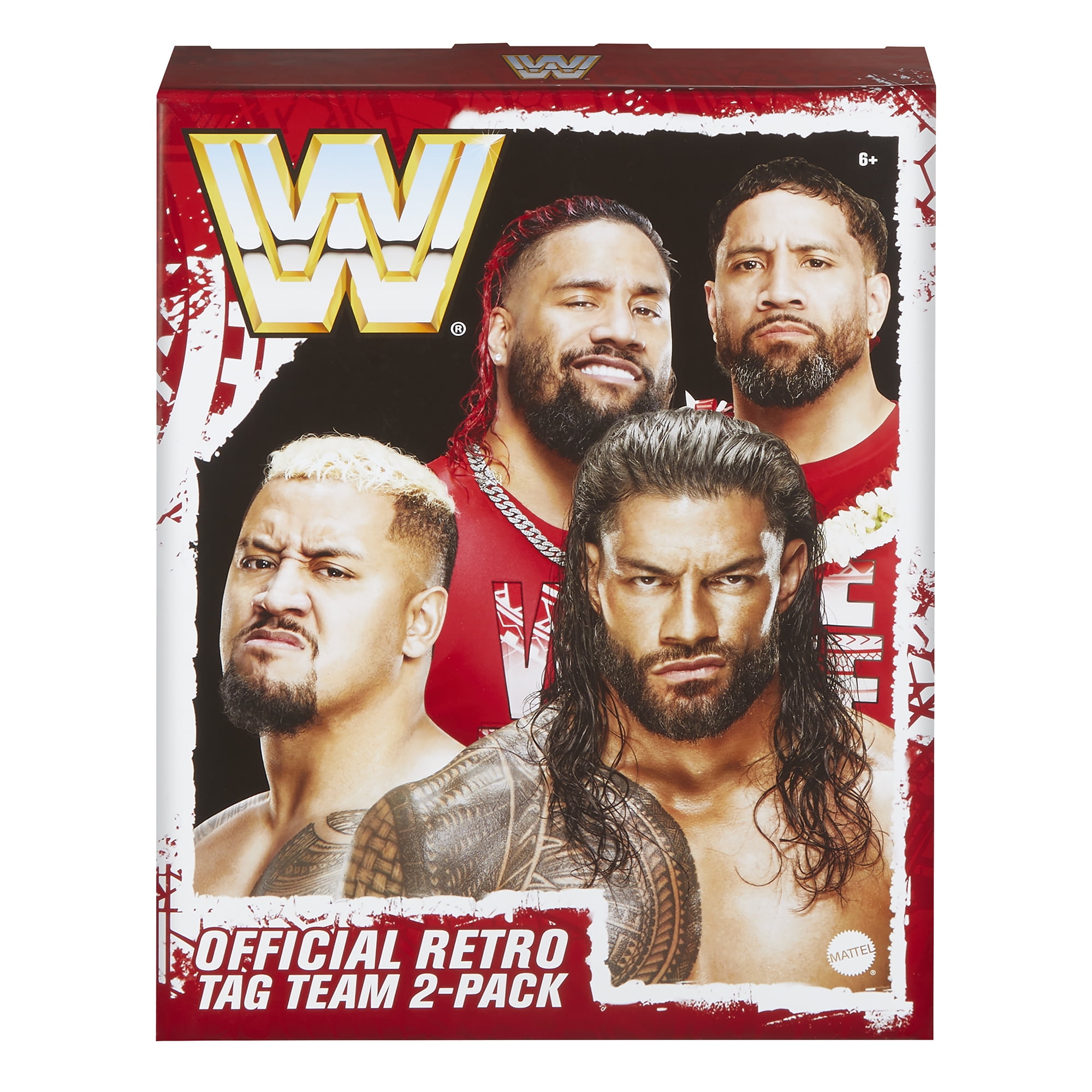 Bloodline WWE Retro 4-Pack Ringside Exclusive (Roman Reigns, Solo Sikoa, Jey Uso \u0026 Jimmy Uso) Mattel WWE Toy Wrestling Action Figures