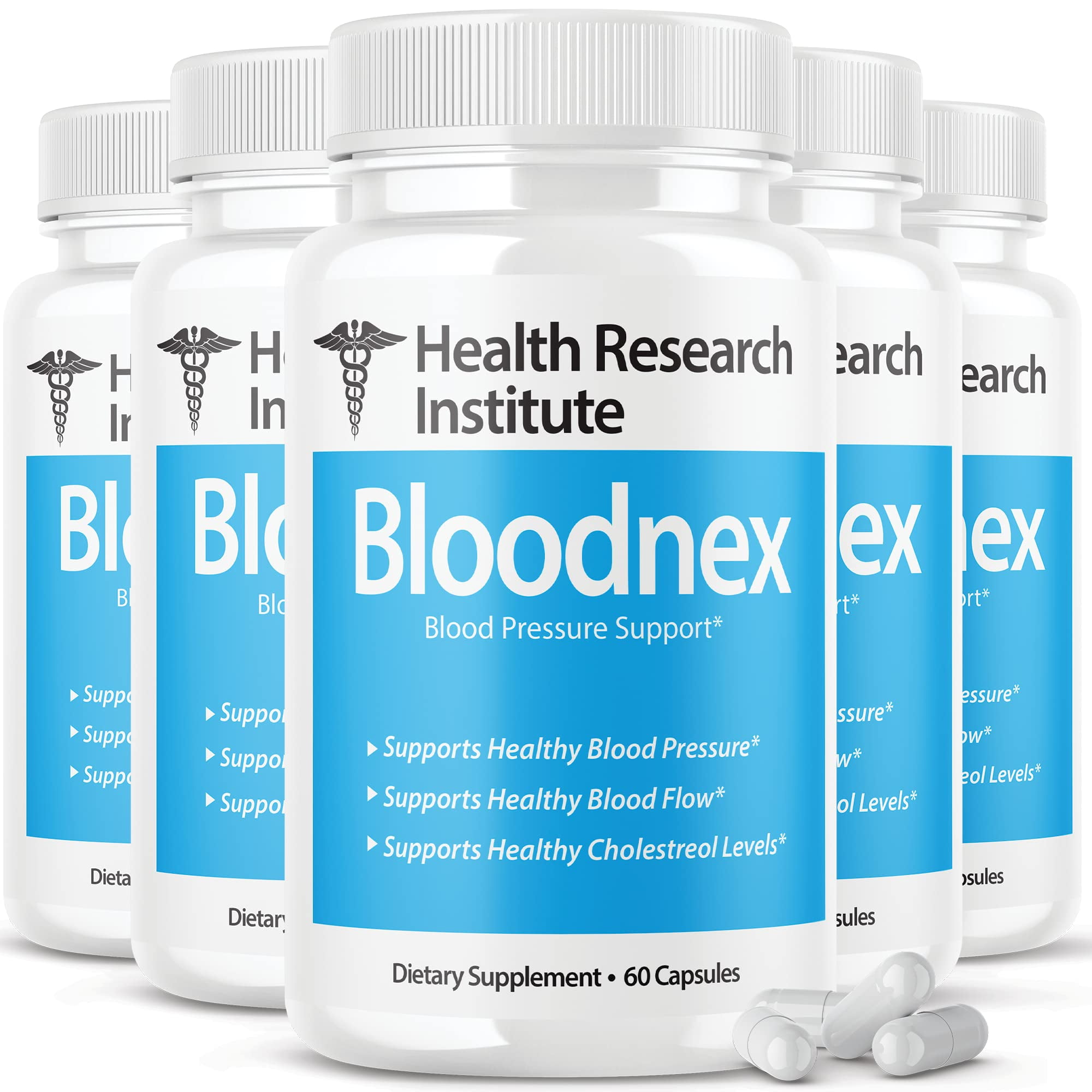 Bloodnex Blood Pressure Support Supplement Pills (5 Bottles, 300 Caps