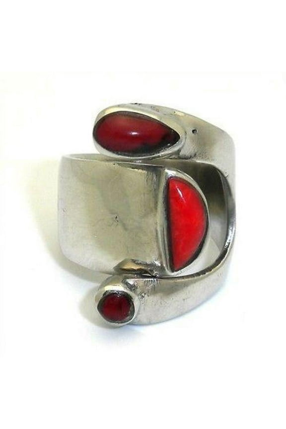 Bloodstone Alpaca Silver Wrap Ring