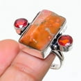 thumbnail image 1 of Bloodstone, Garnet Gemstone Handmade 925 Sterling Silver Ring Size 7.5, 1 of 2
