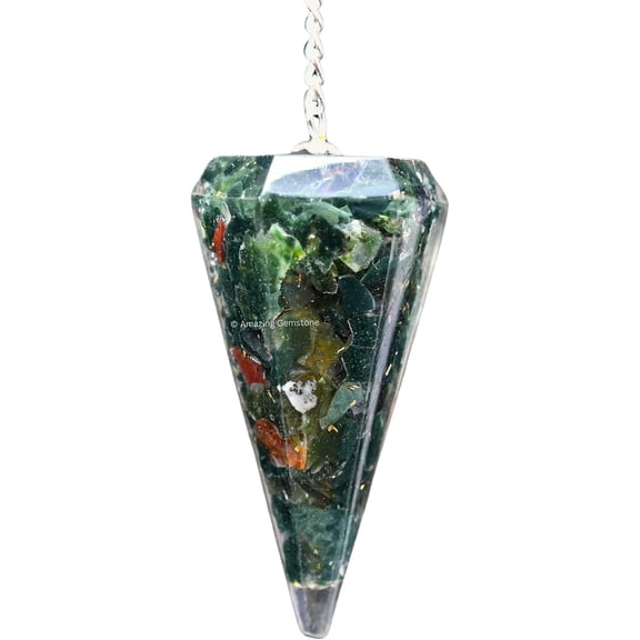 Bloodstone Orgone Crystal Pendulums for Divination and Dowsing
