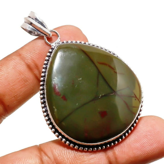 Bloodstone Pear Gemstone Pendant Handmade Gift Unique Design Jewelry 2.2" MP 598
