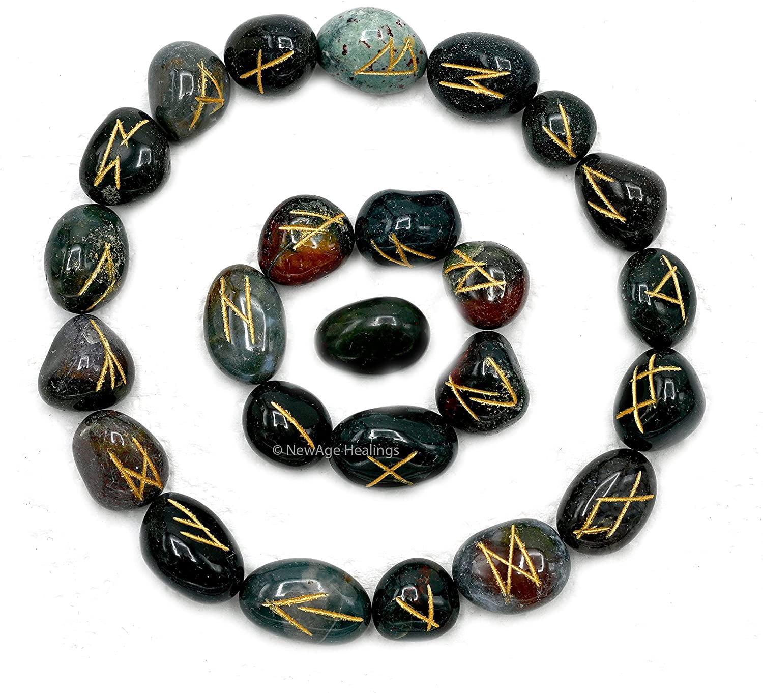 Bloodstone Runes Set of 25 Engraved Rune Stones - Walmart.com