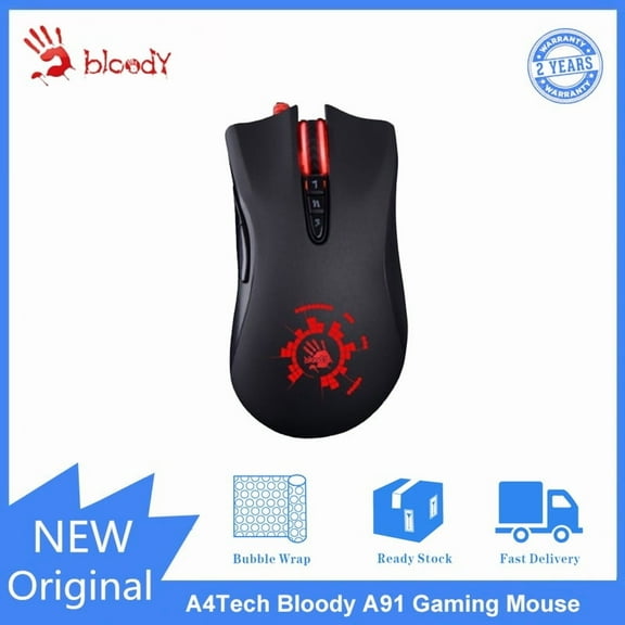 Bloody A91 Gaming 8 Programming Keys Optical USB Mouse Retail Packaging with Activate Card