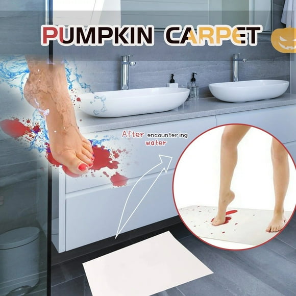 Bloody Bath Mat,Halloween Bath Mat,The Official and Authentic Mat That Turns Red When Wet – Medium Size - Blood Mat Footprints Disappear Like Magic – Great Novelty Prank Gifts 27.5"x15.7"