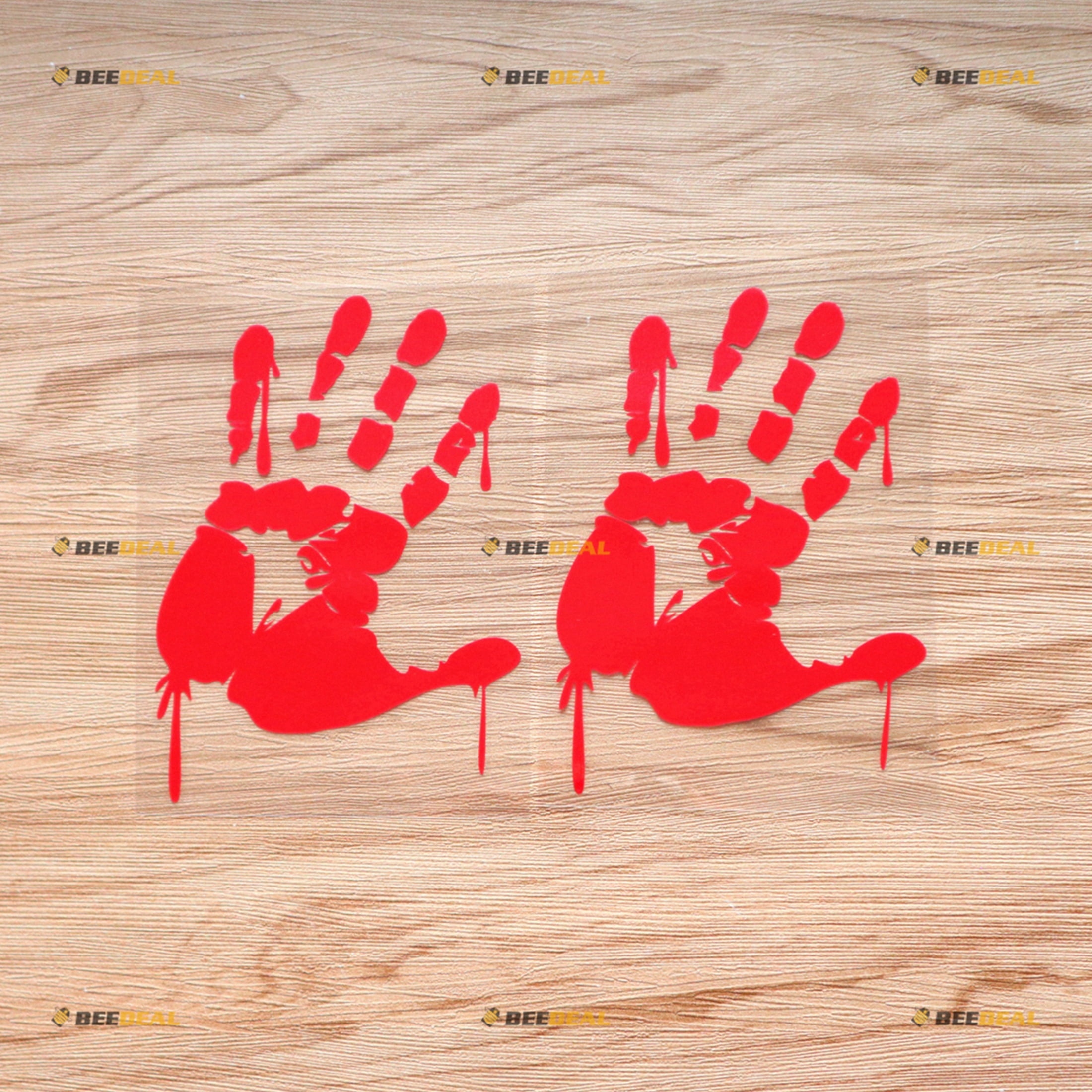 Bloody Blood Hand Sticker Decal Vinyl Red Print Zombie Creepy - 2 Pack ...
