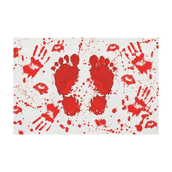 Footprint Bath Rug - Halloween Prank Mat with Stains, Non- Gag Gift for Bathroom, Shower & Scare Decor