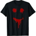 thumbnail image 1 of Bloody Halloween Costume I Blood Splatter Smile T-ShirtMen and women can wear, black T-shirts, gifts. Age: M,L，XL 2XL, 3XL, 44XL, 1 of 4
