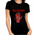 thumbnail image 1 of Bloody Hand Halloween Tshirts Women Scary Zombie Halloween Shirts for Women Halloween Gift for Her, 1 of 6